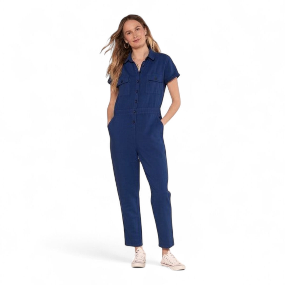 Outerknown Linen Blend SEA Suit Navy Organic Utility Boiler Jumpsuit Size M‎ - Picture 12 of 12